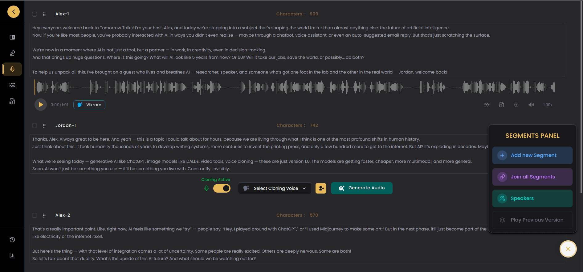 Echovox audio editor interface